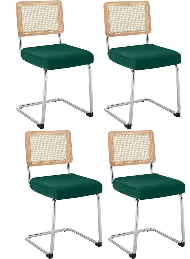 SONNACH Velvet Chair Seat Covers for Mid Century Modern Dining Chairs, Armless Accent Chairs Seat Slipcovers Pack of 4 (Kelly) - Image 1